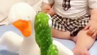 Babies play dancing cactus toy