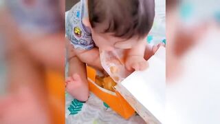 Funny Baby Loves Food