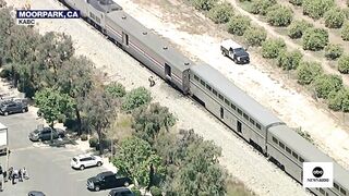 Amtrak train derails after crashing into water truck