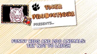 Funny kids and zoo  animals try not to laugh