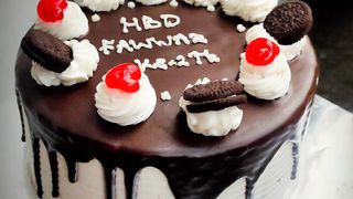 chocolate-topped birthday cake