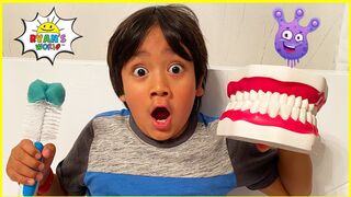 Ryan learns why do we brush our teeth! Educational Video for Kids