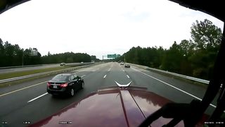 Semi truck rollover caught on dash cam