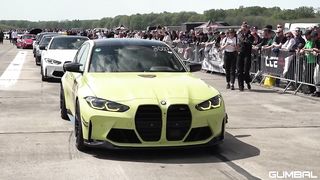 BMW M3 G80 Competition with Akrapovic Exhaust! Revs, Drag Race, Accelerations!