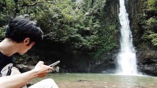 Relax in the waterfall of Curug luhur