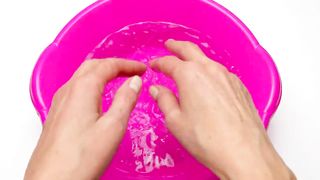 Satisfying Video _  Cutting Fruits and Vegetables in Pink Pool Water ASMR