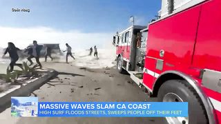 Massive wave sweeps people away, video shows