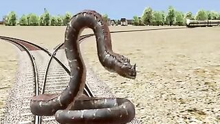 ANGRY ANACONDA vs TRAIN Stops The Train BeamNG Drive Snake