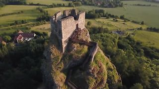 Drone Footage - Castle Tower Descending In 4K