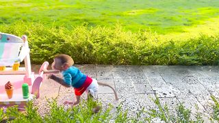 Monkey Baby Bon Bon Goes To Buy Watermelon Ice Cream And Swim With Duckling In The Pool