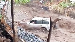 Man nearly drowned by flood.