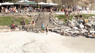 Beautiful day at Copacabana beach Brazil beach walk 1080P