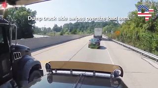 American truck drivers dash camera - truck crash and tipped