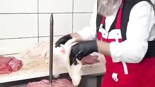 The real meat is veal Preparing shawarma