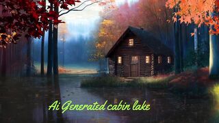 Ai Generated cabin lake