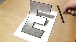 How To Draw 3d Letter E - Easy Trick Art Drawing