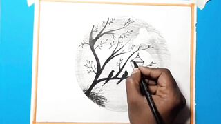 HOW TO DRAW SIMPLE WAY OF TWO BIRDS SITTING ON THE TREE#SIMPLE WAY OF DRAWNG