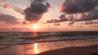 Relaxing View of Beach on Sunset with Waves