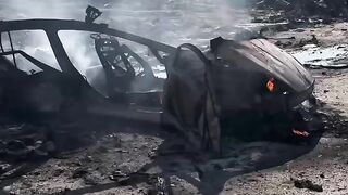 Israeli air strikes on motor car, all people are martyred in car.