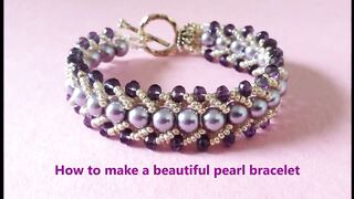 How to make a beautiful and easy pearl bracelet- flat spiral stitch.