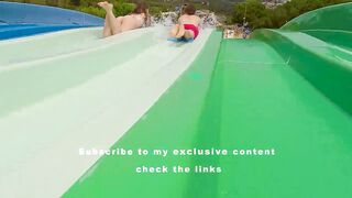 Fun And Fast Water Slides / Mat Racer At The Waterpark Spain