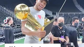 finals nba - NBA - Giannis gives his NBA Championship trophy to Rachel Nichols_
