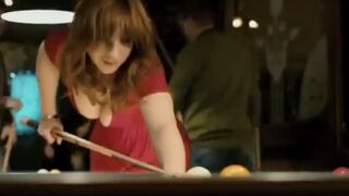 Girl in red dress playing pool 2024