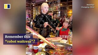 Robot-dancing waitress shocks diners in China.
