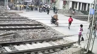 Dangerous accident on rail Way  crossing