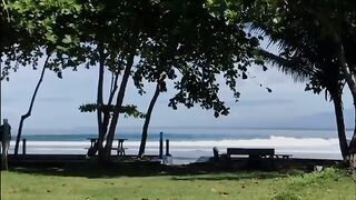 The panoramic view of the Lampung coast with its beautiful waves is a surfing destination