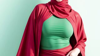 Beautiful Hijab with Stunning Latex Fashion Dress