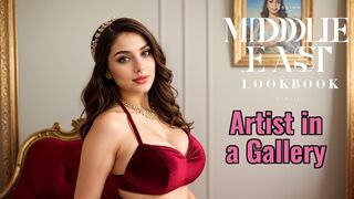 AI Lookbook Model Video-Arabian-Artist in a Gallery