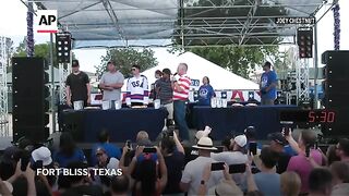 Competitive eater Joey “Jaws” Chestnut takes his  dog-downing talents to Ft. Bliss, Texas