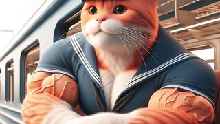 Sailor Cat Rides A Train