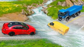 Cars vs Fast Flowing River, Fallen Trees and Train Tracks ▶️ BeamNG Drive 2