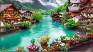 Interlaken, Switzerland, walking in the rain Most beautiful Swiss towns - Rain Abmbience