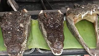 Street food (Crocodile fry ) in Thailand