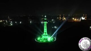 Amazing Lightning at Minar-e-Pakistan Lahore on 77th Independence Day