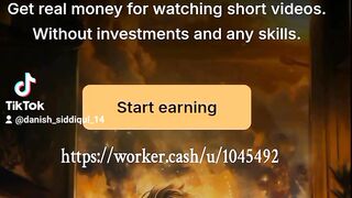 Watch 10 seconds vedio & earn money website link :- https://worker.cash/u/1045492