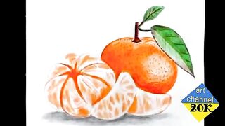 How to draw orange fruit step by step