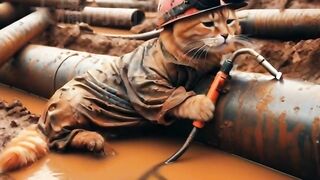 The Industrious Cat: Paws on the Job!