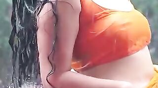 Indian girl in wet saree