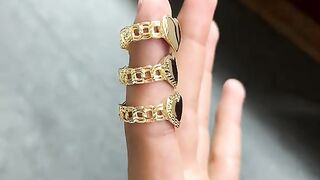 Real Gold Chino Link Heart Ladies Rings