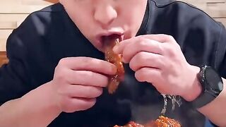 ASMR EAT  MEAT VERY SPICY