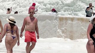 Beautiful lady enjoying life beach