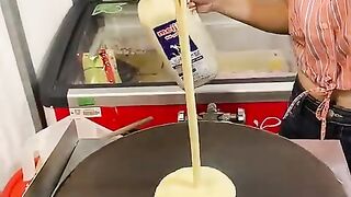 Banana Ice Cream Crepe - Thai Street Food