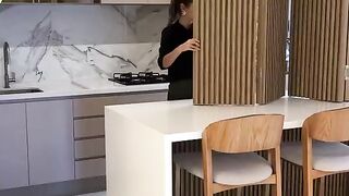 How about this idea to leave kitchen integrated in the living.