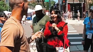 A woke girl attack a street preacher