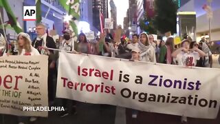 Pro-Palestinian demonstrators march in Philadelphia as Trump and Harris debate.