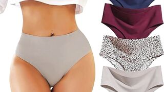 FINETOO High Waisted Underwear for Women Seamless Panties Bikini High Cut No Show  Cheeky Panties 6 Pack